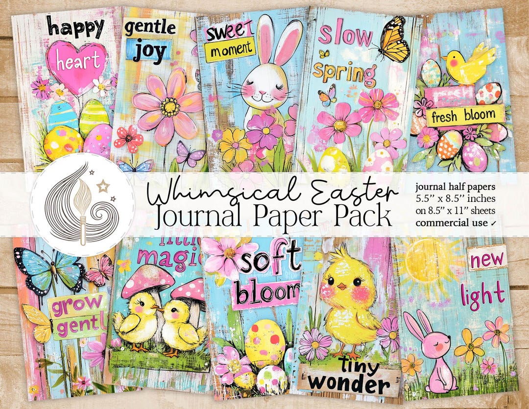 Whimsical Easter Junk Journal Pages: Bright Cottagecore Printable ...