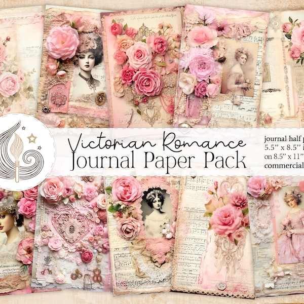 Junk Journal | Victorian Romance | Journal Pages | Card Making | Tag Creation | Paper Pack | Digital Paper | Scrapbook Paper