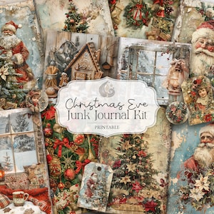 Christmas Junk Journal Kit | Vintage Christmas Ephemera | Digital Download | Printable Journal Supplies | Scrapbook Paper | Crafts