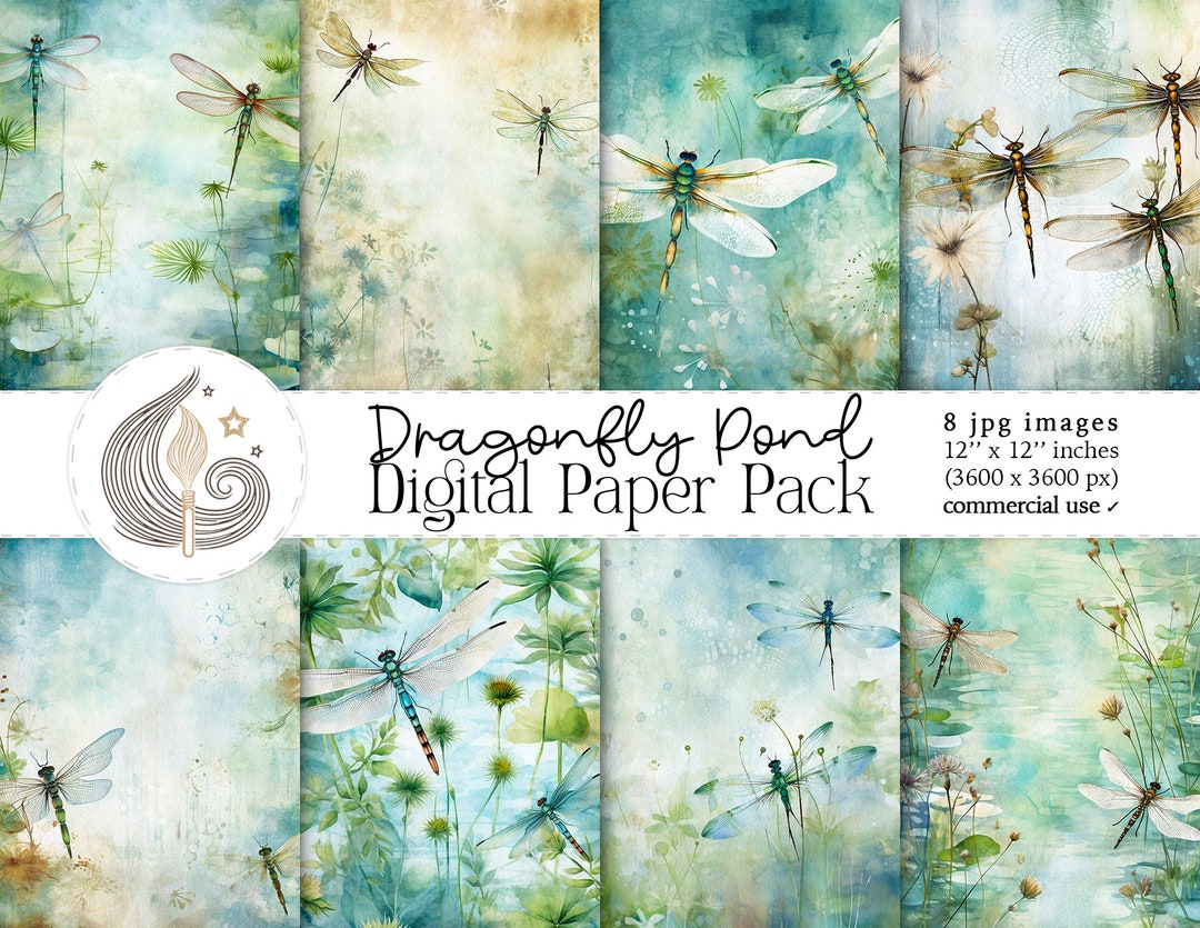 Dragonfly Digital Paper | Printable Crafting Paper | Instant Download ...
