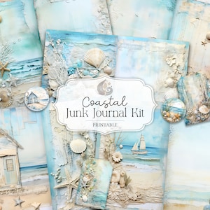 Coastal Junk Journal Kit | Journal Pages, Papers, Ephemera, Tags | Beach Printables | Sea Scrapbook Kit | Ocean Digital Download