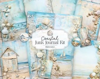 Coastal Junk Journal Kit | Journal Pages, Papers, Ephemera, Tags | Beach Printables | Sea Scrapbook Kit | Ocean Digital Download
