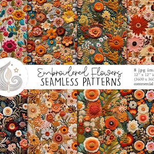 Motif floral sans couture | Utilisation commerciale | Papier numérique floral sans couture 3D | Broderie de fleurs bohème vintage | Artisanat | Bricolage