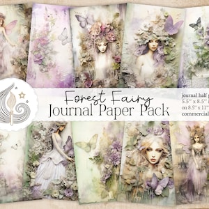 Forest Fairy Junk Journal Pages | Woodland Journal Printable | Fantasy Digital Scrapbook Paper Kit | Commercial Use | Crafts | Diy