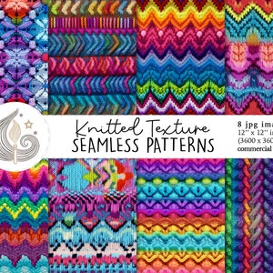 Seamless Knitted Fabric Pattern | Commercial Use | 3d Seamless Wool Knit Digital Paper | Hippie Boho Rainbow Knitting Texture Embroidery