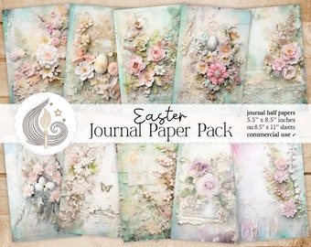 Easter Junk Journal Pages | Shabby Chic Floral | Digital Scrapbook | Easter Digital Paper | Junk Journal Supplies | Digital Download