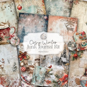 Kit diario spazzatura invernale / Pagine stampabili di Natale / Ephemera / Download digitale / Carta per album / Artigianato / Inverno accogliente / Renna