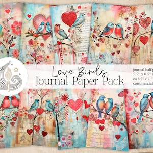 Liebe Vögel Junk Journal | Druckbare Seiten | Digitales Scrapbooking Skurrile Kunst | Kartengestaltung | Bastelset | Collage | Mischtechnik