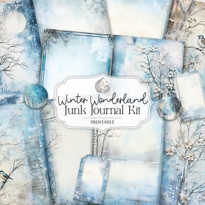 Kit de diário lixo do país das maravilhas do inverno | Imprimíveis do Winter Junk Journal | Papel digital de inverno | Coisas efêmeras de inverno | Páginas do diário de inverno
