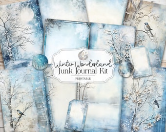 Winter Wonderland Junk Journal Kit | Winter Junk Journal Printables | Winter Digital Paper | Winter Ephemera | Winter Journal Pages