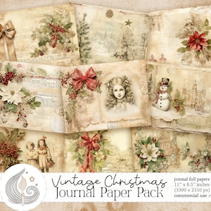 Vintage Weihnachten Junk Journal Papier | Digitaler Download | Druckbares Journal Kit | Shabby-Chic | Scrapbooking | Basteln | Kartenherstellung