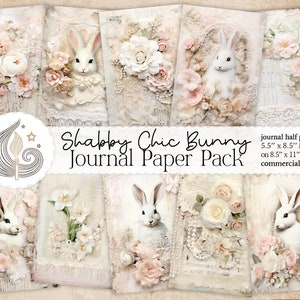Häschen Junk Journal | Digitaler Download | Shabby Chic Blumenpapier | Vintage Junk Journal | Scrapbooking Kit | Kartengestaltung | Basteln | Selbergemacht