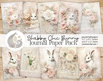 Shabby Chic Bunny Junk Journal Pages: Soft Vintage Papers With Lace and ...