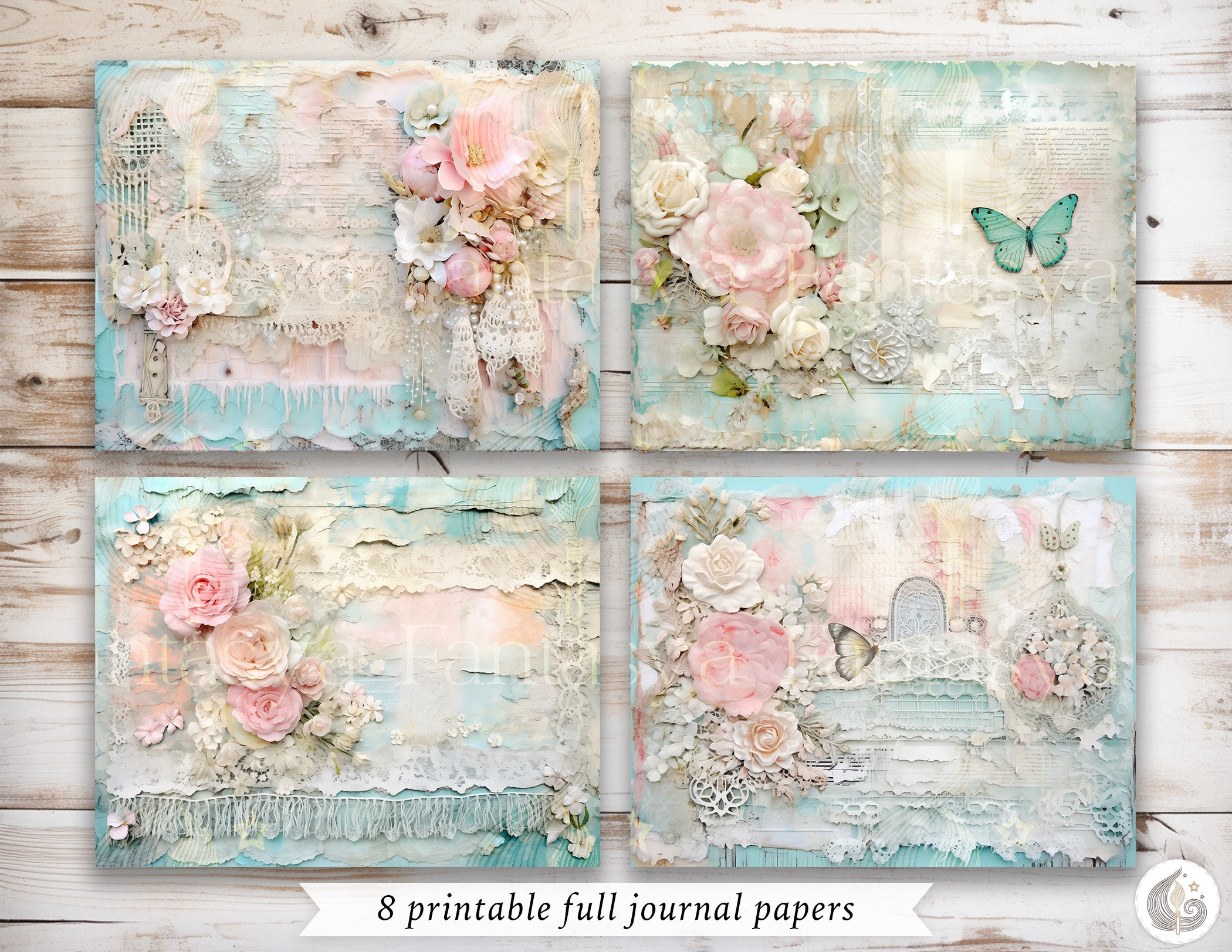 Shabby Chic Junk Journal Kit: Soft Pastel Vintage Printable Pages ...