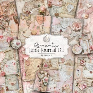 Romantic Junk Journal Kit: Soft Pastel Pink Vintage Love Letters Printable Pages & Ephemera