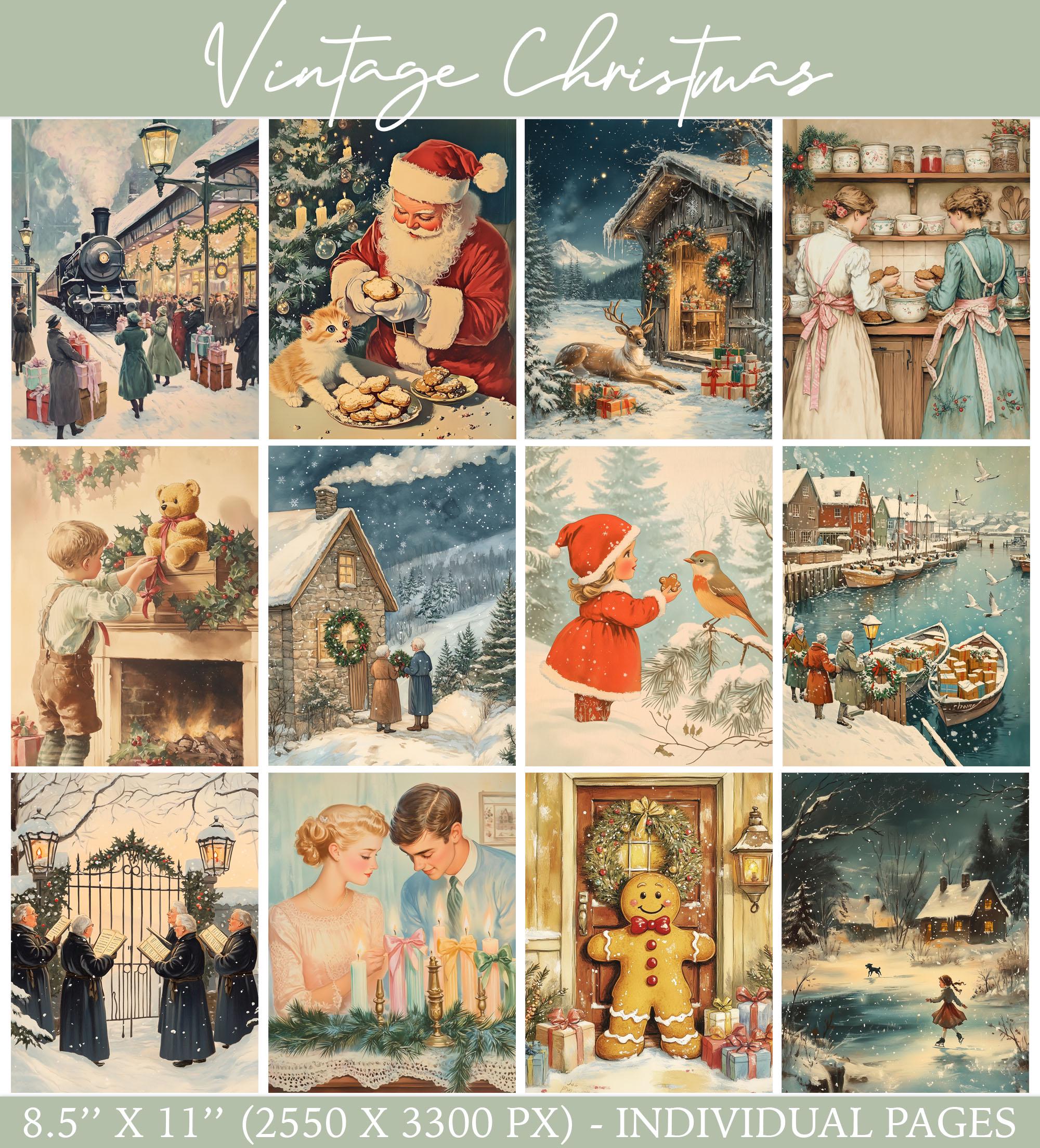 Vintage Christmas Junk Journal Pages | Retro Holiday Printable Kit ...
