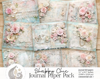 Papier journal indésirable | Style shabby chic | Fournitures pour journaux | Paquet de papier de bricolage | Papier numérique | Papier pour scrapbooking | Cartes | Artisanat