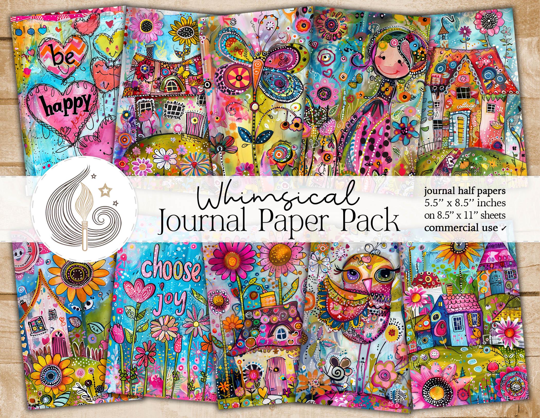 Whimsical Collage Junk Journal Pages: Colorful Cottagecore Papers With ...