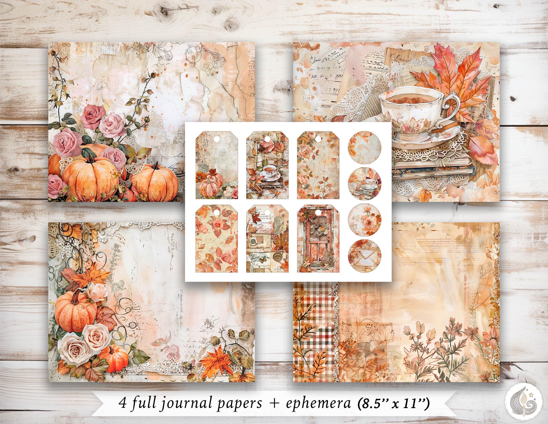 Vintage Fall Junk Journal Kit: Rustic Autumn Collage Printable Pages ...