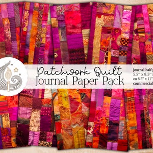 Carta per diario patchwork / Pagine di diario spazzatura stampabili / Download digitale / Collage / Media misti / Shabby / Hippie / Boho / Gypsy