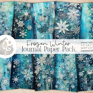 Winter Junk Journal Pages | Snowflake Paper | Journaling Supplies | Scrapbooking | Crafts | Commercial Use | Printable Journal Pages