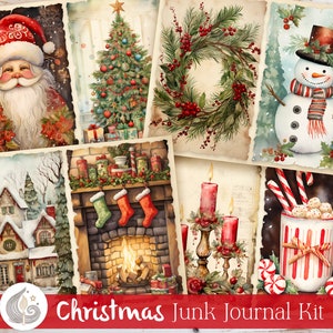 Christmas Junk Journal Kit | Digital Download | Christmas Scrapbooking | Journal Pages | Christmas Collage Sheet Printable | Ephemera