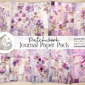 Floral Patchwork Junk Journal Paper | Printable Half Pages | Journaling Supplies | Scrapbooking | Card Making | Digital Download