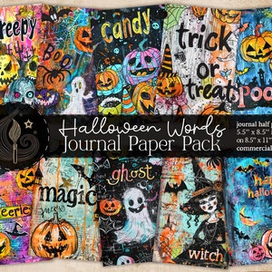 Paquet de papier pour journal de bordel de mots Halloween | Utilisation commerciale | Téléchargement instantané | Contexte numérique | Fabrication de cartes | Artisanat | Scrapbooking