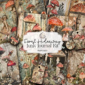 Kit Junk Journal / Forest Hideaway / Funghi e fate / Ephemera stampabile / Carta anticata / Pagine fantasy del bosco / Album