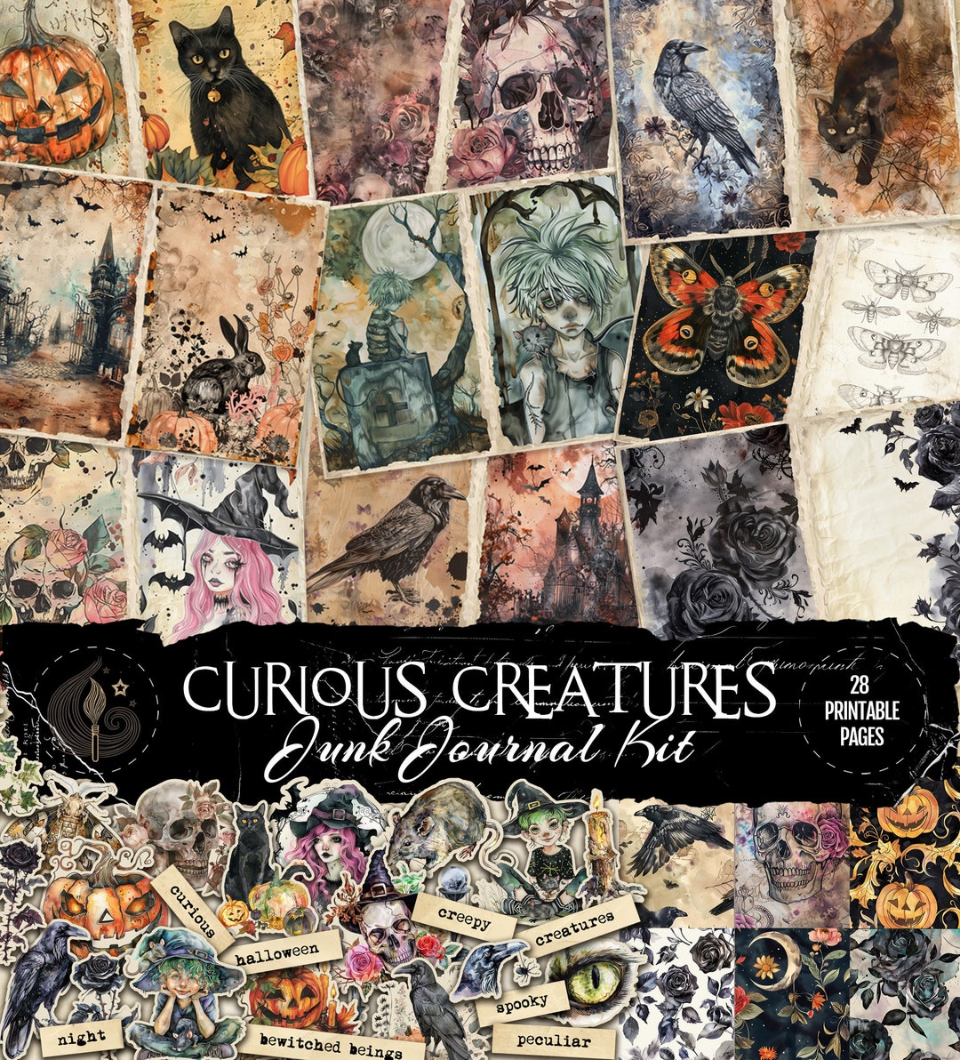Curious Creatures Junk Journal Kit: Dark Whimsical Vintage Printable ...