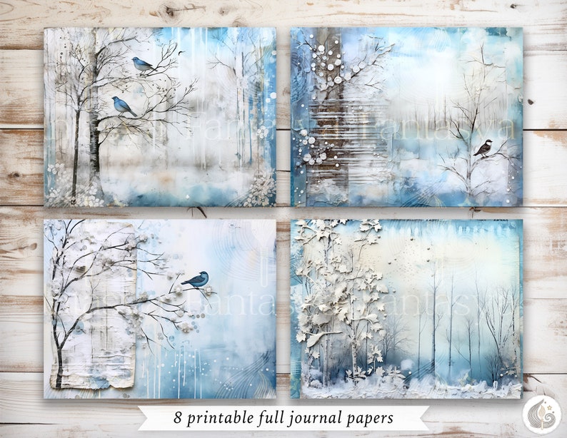 Winter Wonderland Junk Journal Kit: Frosty Blue Forest Printable Pages ...