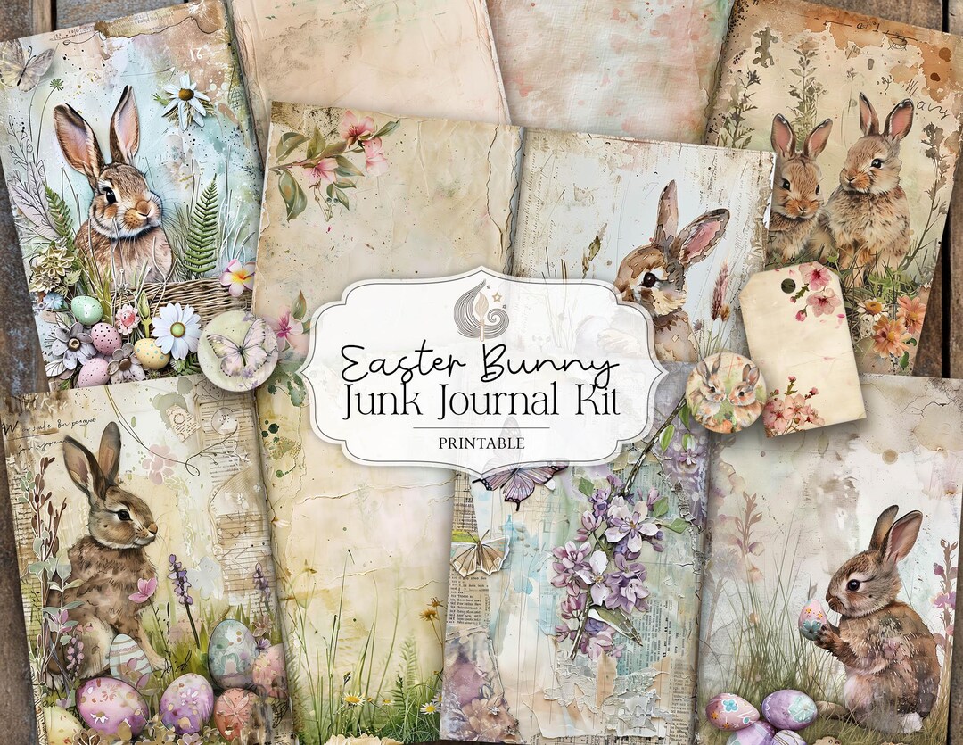 Easter Bunny Junk Journal Kit | Printable Rustic Easter Ephemera ...