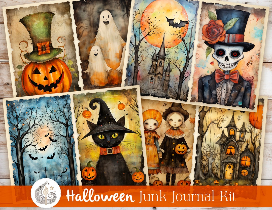 Halloween Junk Journal Kit | Junk Journaling Ephemera | Journal Pages ...