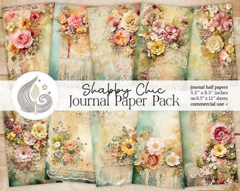 Shabby Chic Junk Journal Printable Pages | Digital Download | Scrapbook Supply | Vintage Floral Junk Journal Paper | Commercial use