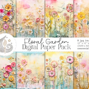 Floral Digital Paper | Flower Scrapbook Paper | Instant Download | Commercial Use | Flower Digital Paper | Whimsical Spring Flowers