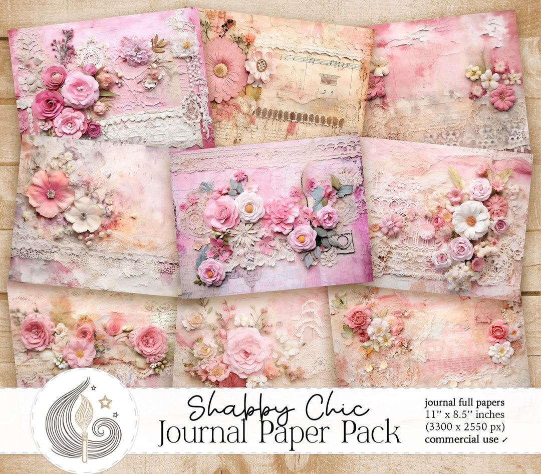 Pink Shabby Chic Junk Journal Paper | Journaling Supplies | Digital ...