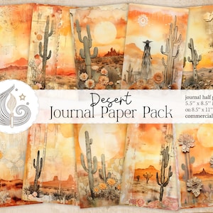 Kit de diario basura del desierto imprimible, Efímero vintage, Tema de viaje bohemio, Álbum de recortes DIY, Páginas de diario basura digital, Arte imprimible