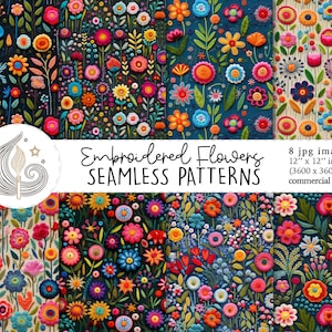 Naadloos bloemenstofpatroon | Commercieel gebruik | Digitaal 3D-papier met herhalende bloemen | Bloemborduurwerk | Knutselen | Doe-het-zelf | Trendy kunst