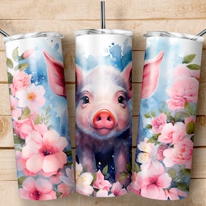 Cute Pig Tumbler Wrap Png | Digital Download Png | Digital Download | Animal Tumbler | Sublimation Designs | 20Oz Skinny Tumbler Png