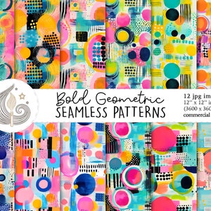 Motivo geometrico audace senza soluzione di continuità / Uso commerciale / Carta digitale astratta senza soluzione di continuità / Sfondi moderni colorati / Carta per scrapbooking