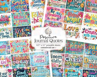 Positive Journal Quote Labels: Motivational Theme Printable Ephemera Pack