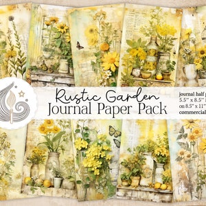 Kit de journal de bord de jardin rustique | Pages imprimables de journal vintage | shabby chic | Papier pour scrapbooking | Botanique | Jardinage | Artisanat