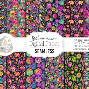 Naadloos bohopatroon | Commercieel gebruik | Naadloos digitaal hippiepapier | Aquarel etnische Indiase zigeunerachtergrond | Plakboekpapier