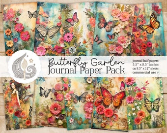 Butterfly Garden Junk Journal | Spring Card Making | Floral Journal Pages | Commercial Use | Junk Journal Printable | Scrapbook Paper