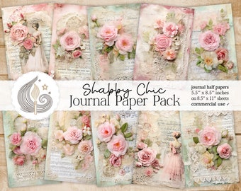 Shabby Chic Junk Journal Pages: Pastel Floral Papers With Roses Lace ...
