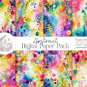 Fondo abstracto / Uso comercial / Papel digital de acuarela colorida / Paquete de papel imprimible / Scrapbooking / Elaboración / Diario
