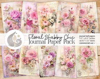 Floral Shabby Chic Junk Journal Pages: Pastel Botanical Papers With ...