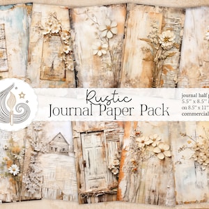 Pagine di diario spazzatura / Stile rustico / Carta digitale / Forniture per album di ritagli / Pagine di sfondo / Stampabili / Decoupage / Legno stagionato