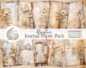 Junk Journal Pages | Rustic Style | Digital Paper | Scrapbook Supplies | Background Pages | Printables | Decoupage | Weathered Wood