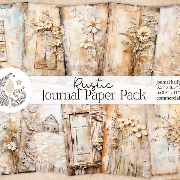 Junk Journal Pages | Rustic Style | Digital Paper | Scrapbook Supplies | Background Pages | Printables | Decoupage | Weathered Wood